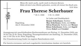 Traueranzeige Therese Scherbauer