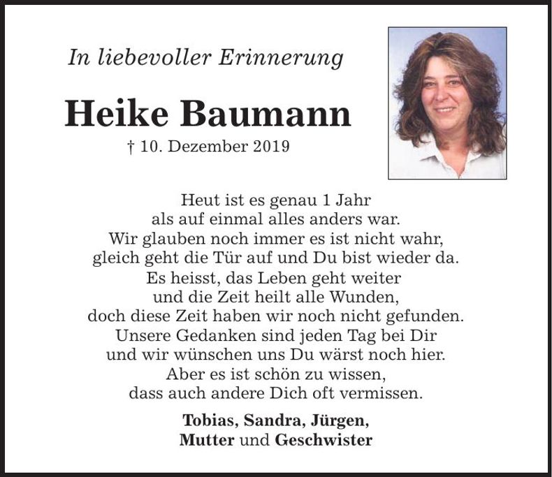Traueranzeige Heike Baumann