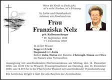 Traueranzeige Franziska Nelz