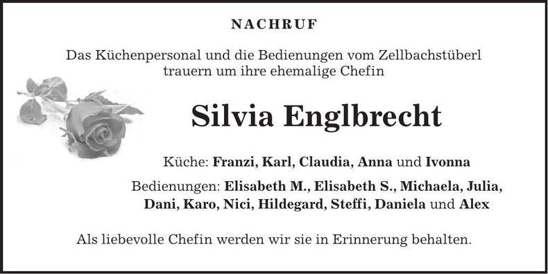 Traueranzeige Silvia Englbrecht