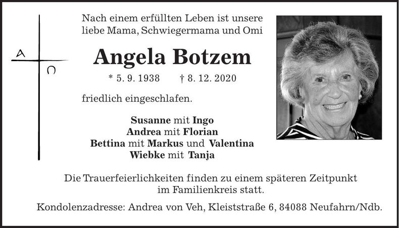 Traueranzeige Angela Botzem