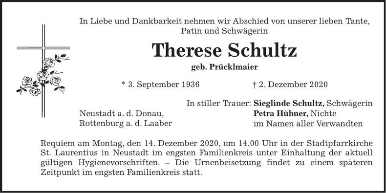 Traueranzeige Therese Schultz
