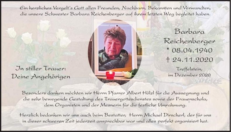 Traueranzeige Barbara Reichenberger