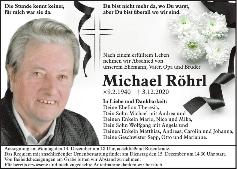 Traueranzeige Michael Röhrl