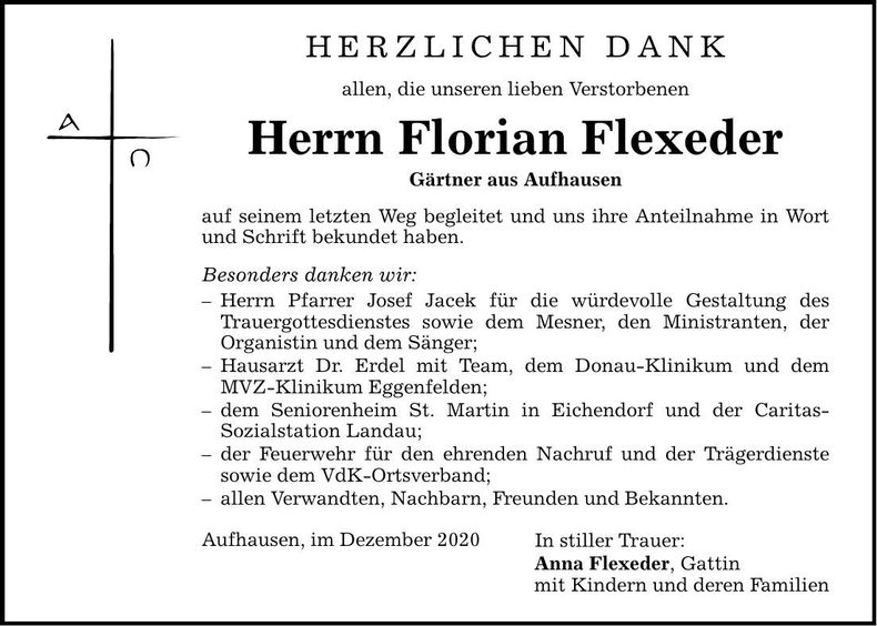 Traueranzeige Florian Flexeder