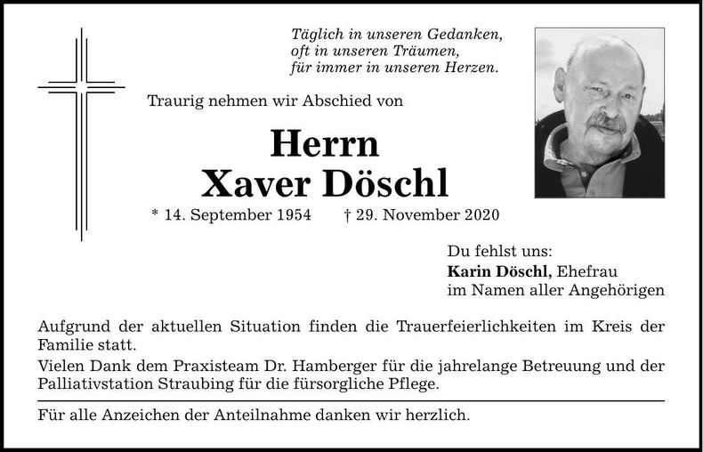 Traueranzeige Xaver Döschl