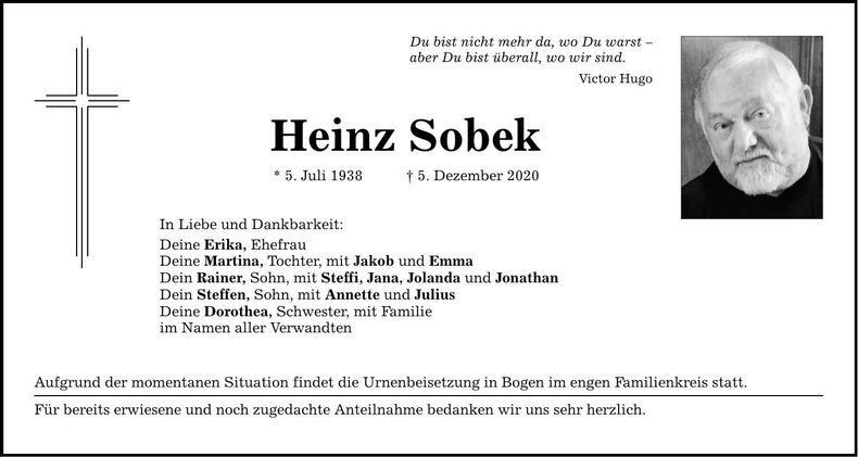 Traueranzeige Rainer Sobek