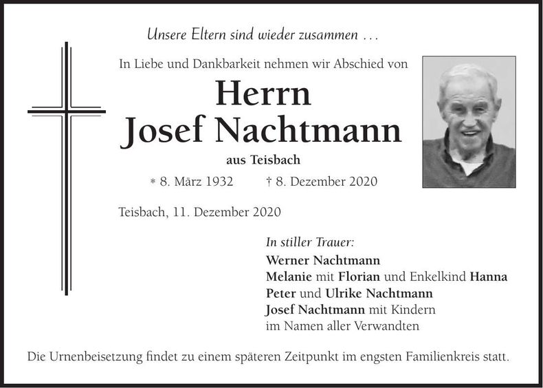 Traueranzeige Josef Nachtmann