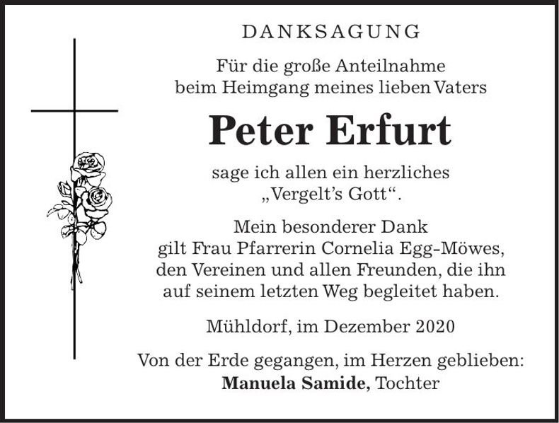 Traueranzeige Peter Erfurt
