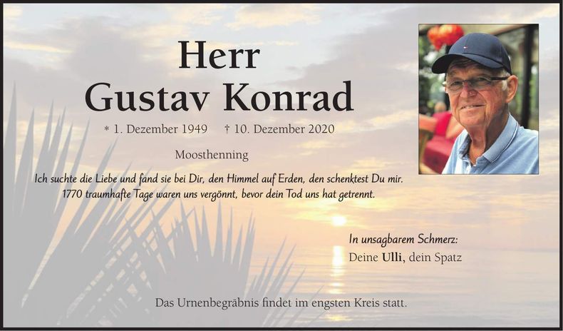 Traueranzeige Gustav Konrad