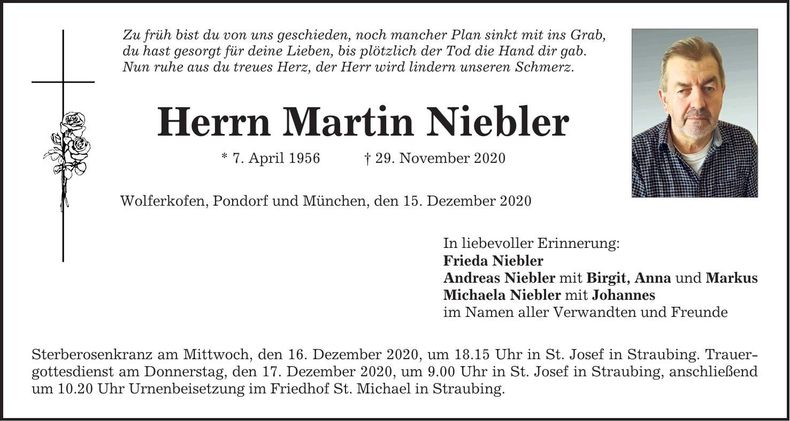 Traueranzeige Martin Niebler