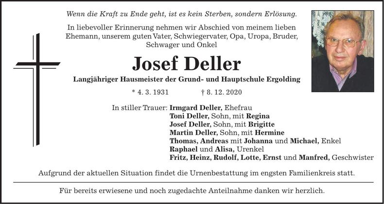 Traueranzeige Deller Josef