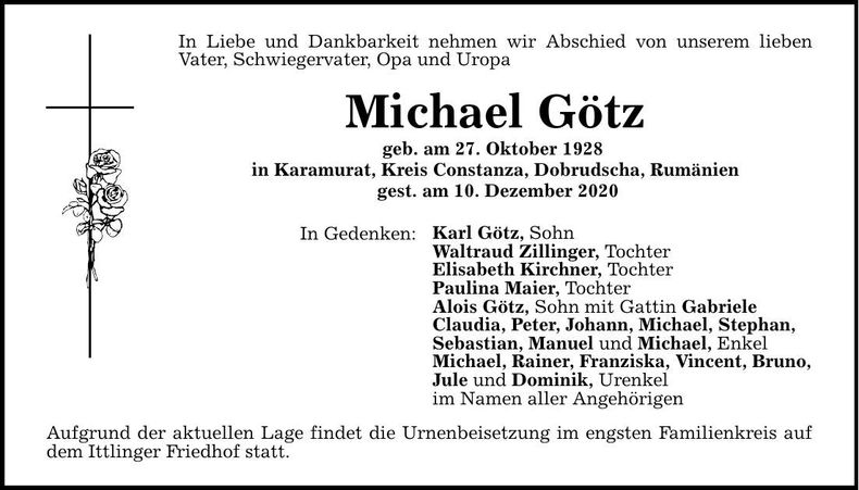 Traueranzeige Michael Götz