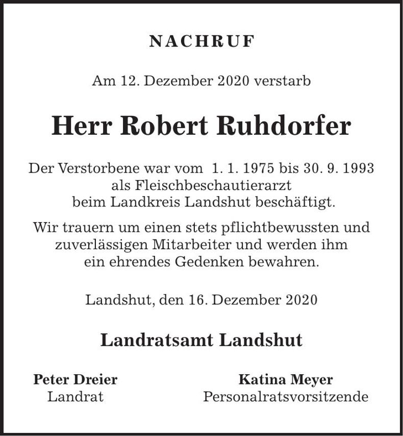 Traueranzeige Robert Ruhdorfer