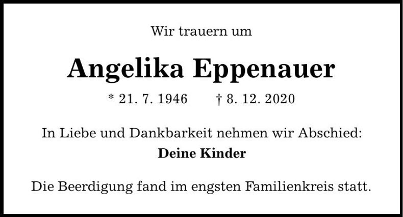 Traueranzeige Angelika Eppenauer