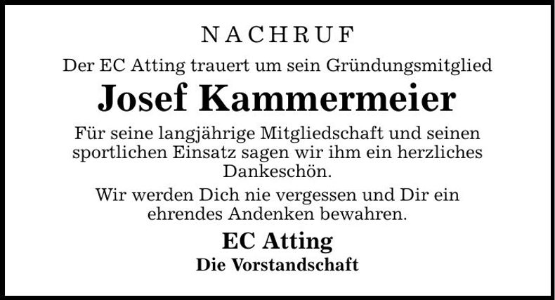 Traueranzeige Josef Kammermeier