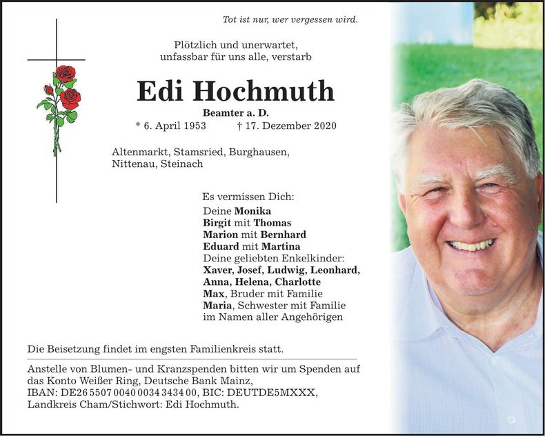 Traueranzeige Edi Hochmuth