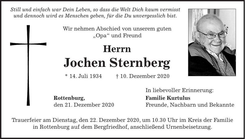 Traueranzeige Jochen Sternberg
