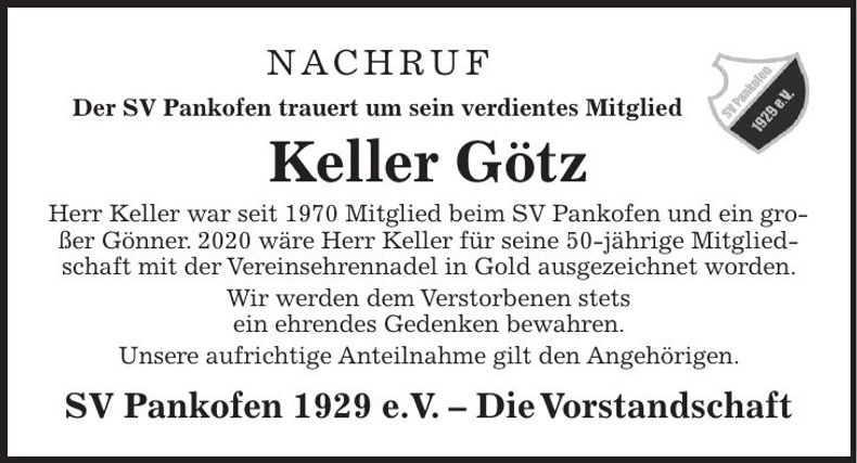 Traueranzeige Götz Keller