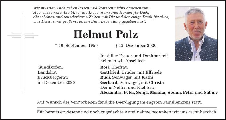 Traueranzeige Helmut Polz