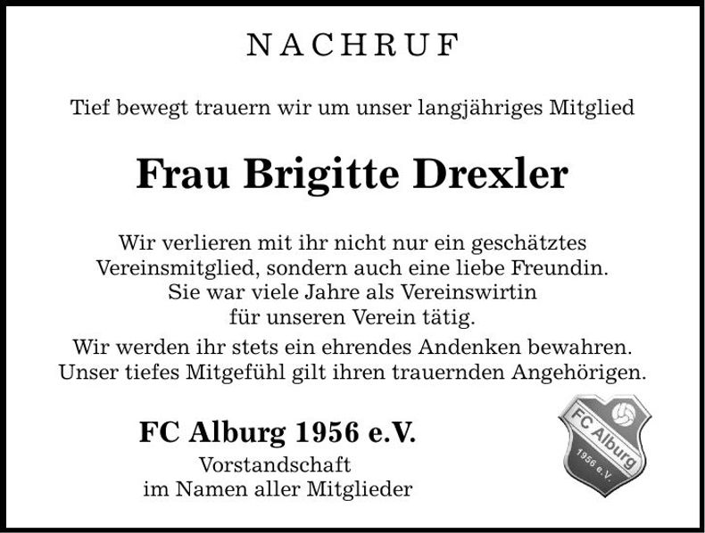 Traueranzeige Brigitte Drexler