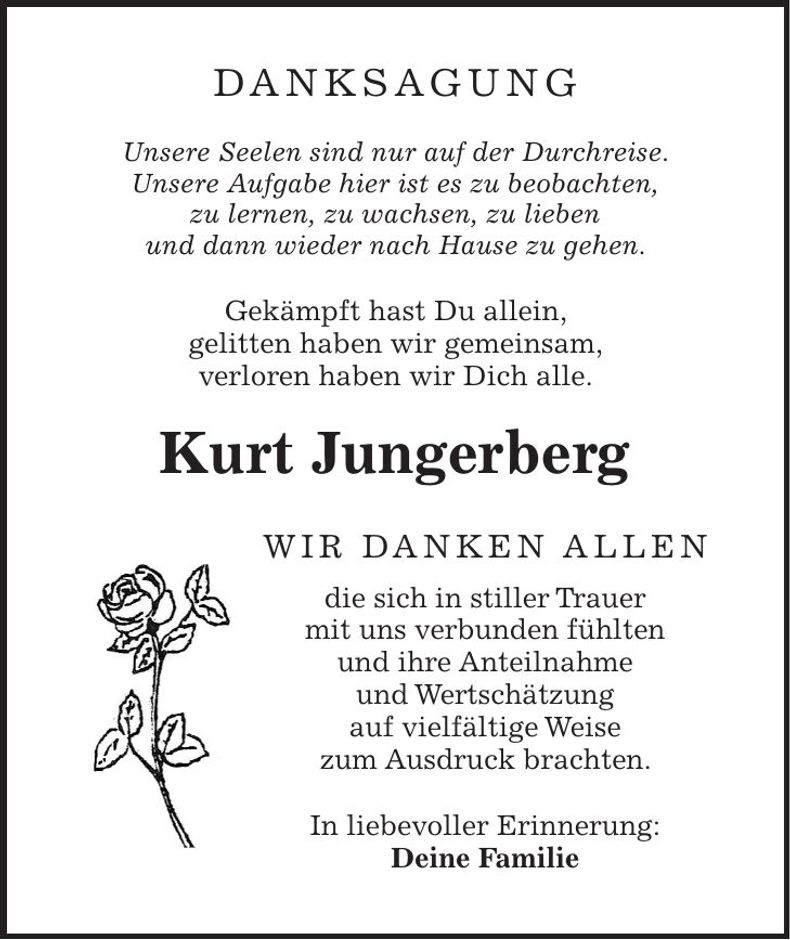 Traueranzeige Kurt Jungerberg