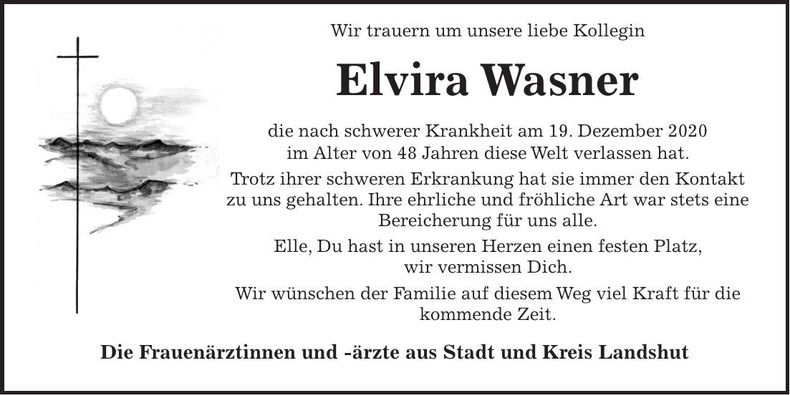 Traueranzeige Elvira Wasner
