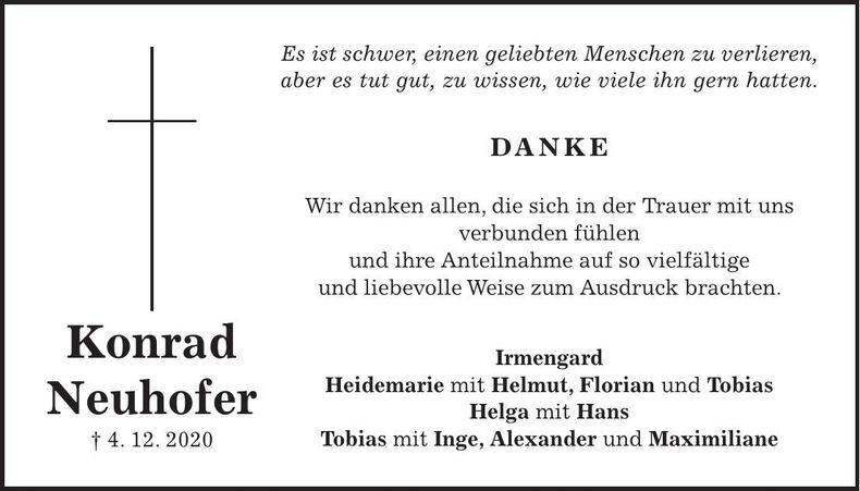 Traueranzeige Konrad Neuhofer