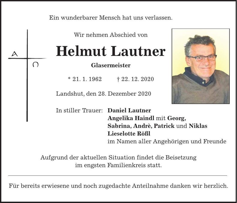 Traueranzeige Helmut Lautner