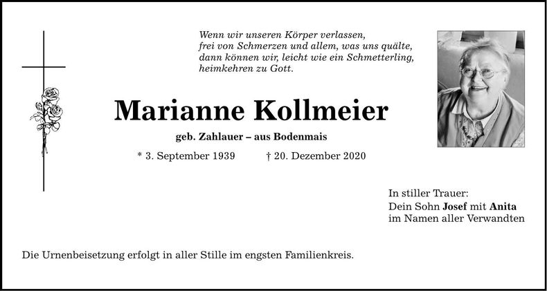 Traueranzeige Marianne Kollmeier