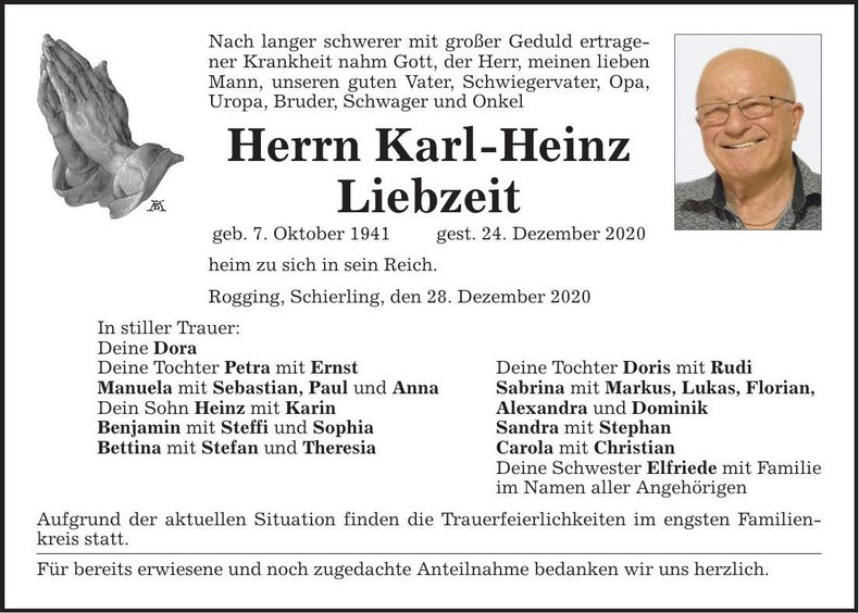 Traueranzeige Karl-Heinz Liebzeit