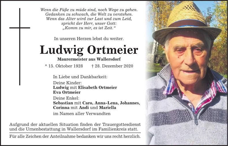 Traueranzeige Ludwig Ortmeier