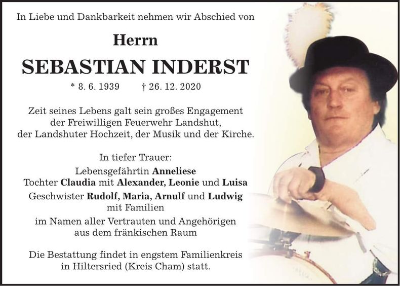 Traueranzeige Sebastian Inderst