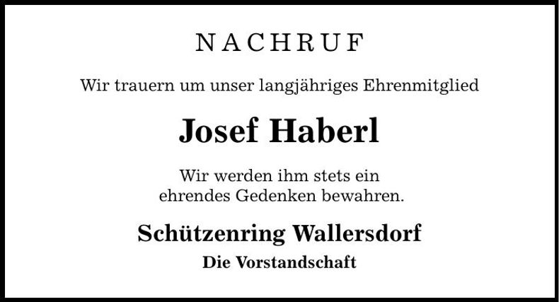 Traueranzeige Josef Haberl