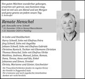 Traueranzeige Renate Henschel