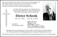 Traueranzeige Dieter Schenk