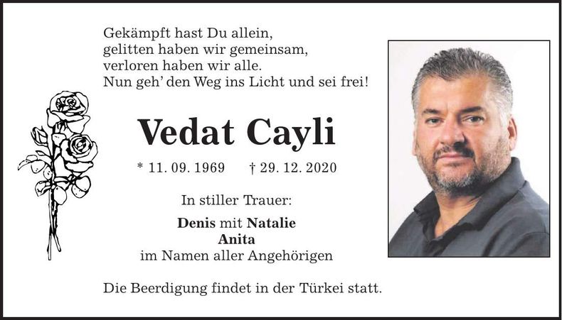 Traueranzeige Vedet Cayli
