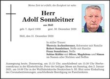 Traueranzeige Adolf Sonnleitner