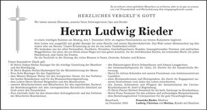 Traueranzeige Ludwig Rieder