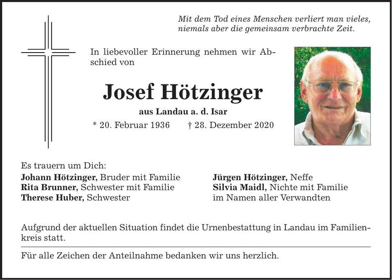 Traueranzeige Josef Hötzinger