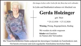 Traueranzeige Gerda Holzinger