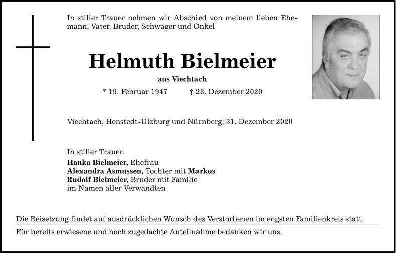 Traueranzeige Helmuth Bielmeier