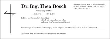 Traueranzeige Dr. Ing. Theo Bosch