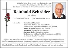 Traueranzeige Reinhold Schröder