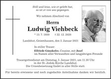 Traueranzeige Ludwig Viehbeck