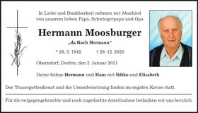 Traueranzeige Hermann Moosburger
