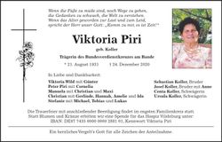 Traueranzeige Viktoria Piri