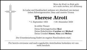 Traueranzeige Therese Atrott
