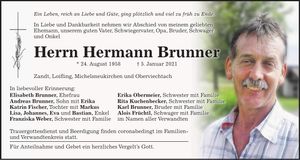 Traueranzeige Hermann Brunner