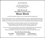 Traueranzeige Hans Bock